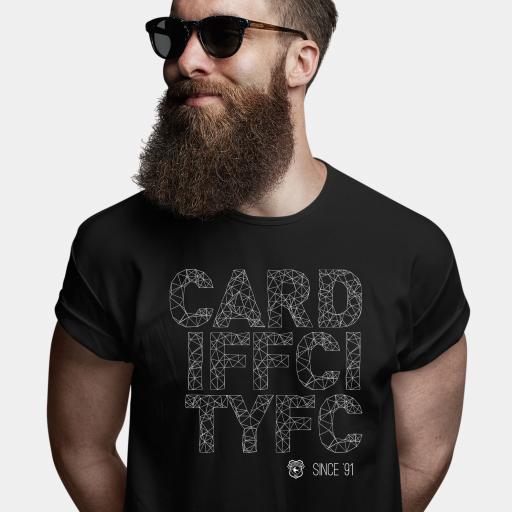 Cardiff City FC Wireframe Men's T-Shirt - Black